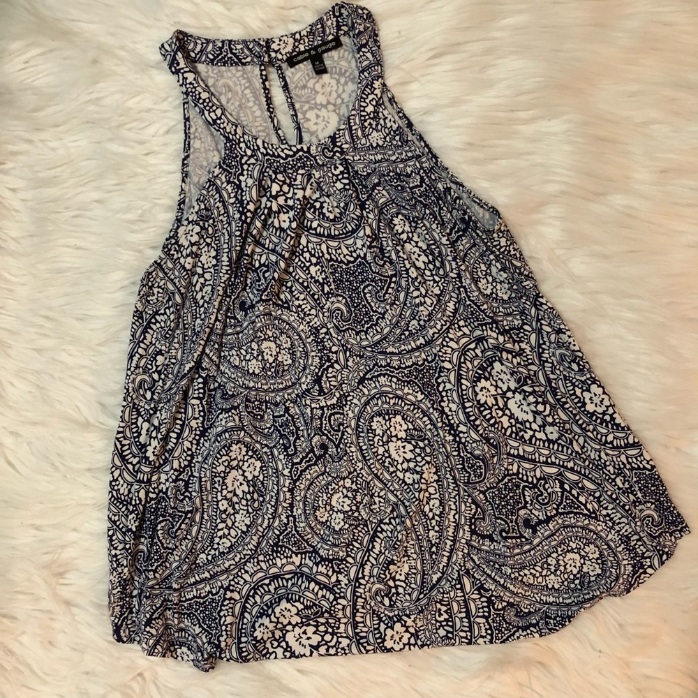 Cable & Gauge White and Blue Top